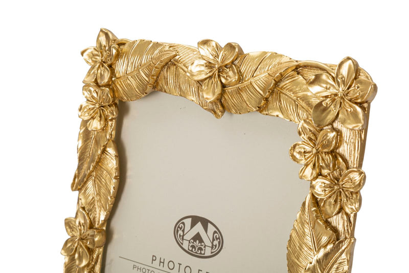 Golden Flower & Leaf Photo Frame