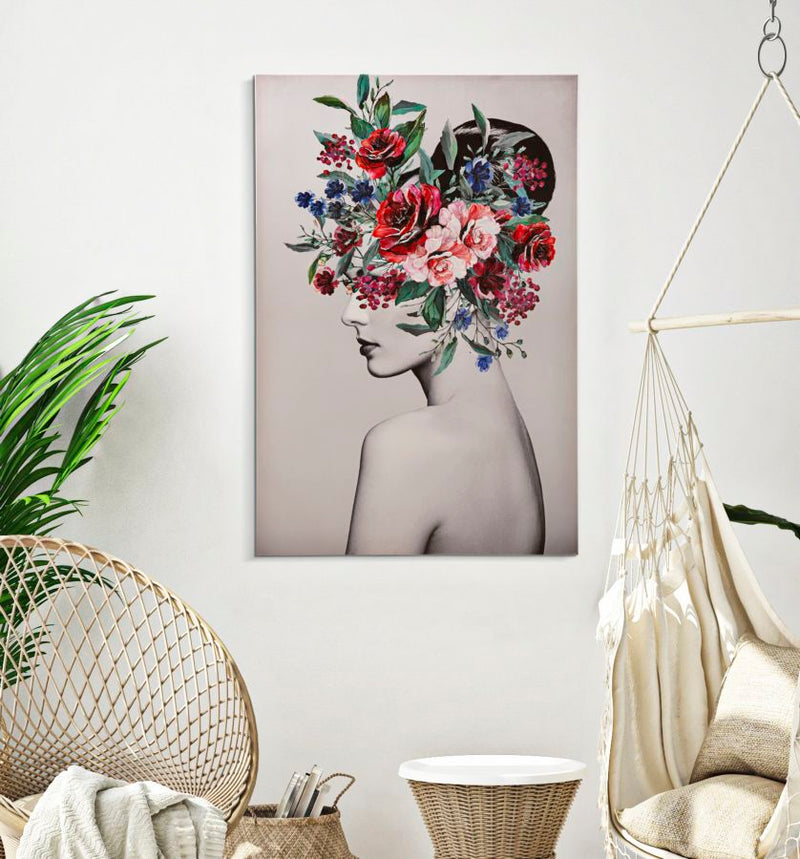 Lady with Flowers Modern Canvas Painting
