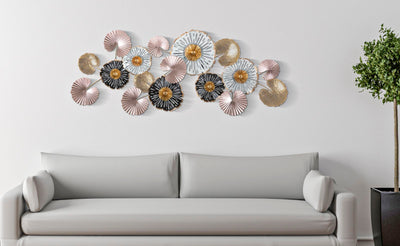 Metallic Water Lily Flower & Leaves Wall Decor