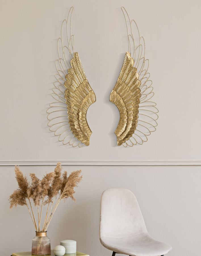 Golden Metal Angel Wings Wall Decor