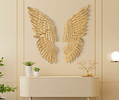 Golden Metal Angel Wings Wall Decor