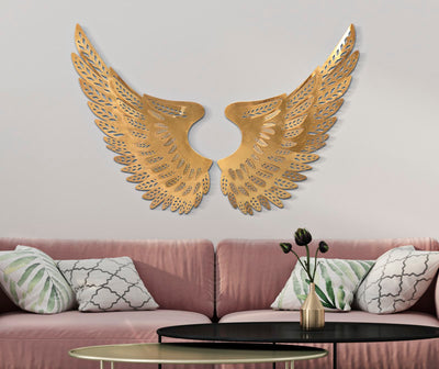 Golden Metal Angel Wings Wall Decor
