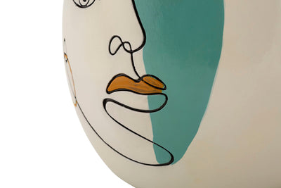 Colorful Vase with Abstract Face Design