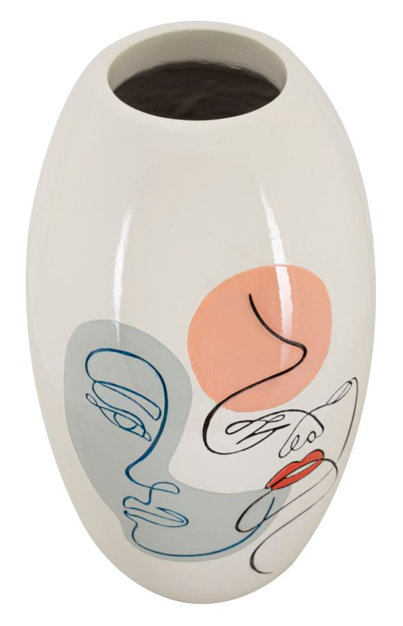 Colorful Vase with Abstract Face Design