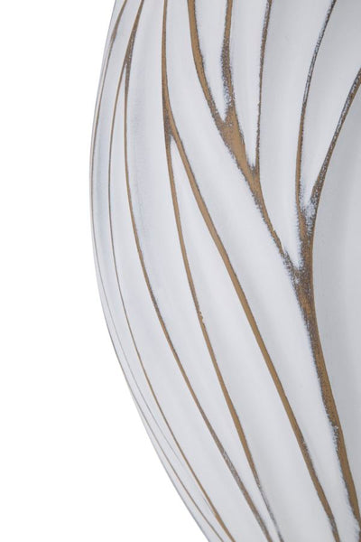 White Modern Oval Vase with Wavy Design