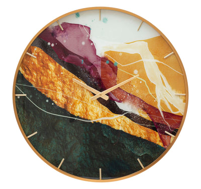 Metal & Glass Abstract Fluid Art Wall Clock