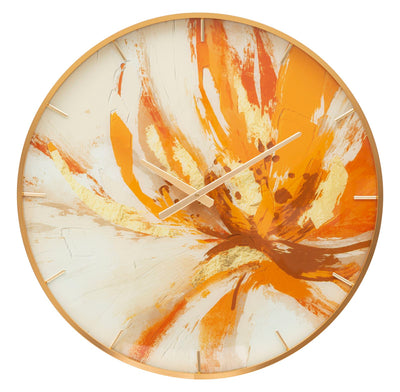 Metal & Glass Abstract Orange Wall Clock