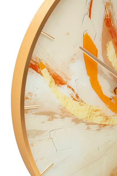 Metal & Glass Abstract Orange Wall Clock