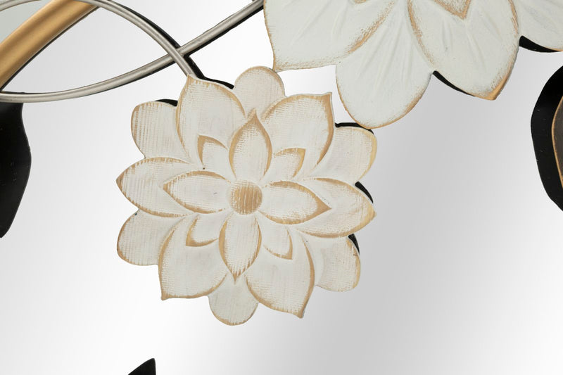 Metal Round Flower & Butterfly Wall Mirror