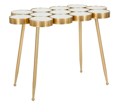 Golden Metal & Glass Small Geometric Circle Table