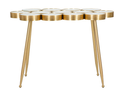 Golden Metal & Glass Small Geometric Circle Table
