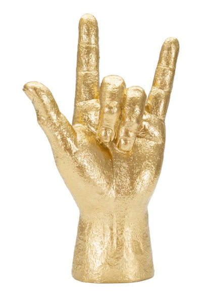 Gold Rock and Roll Hand Statue (Modern Decoration)