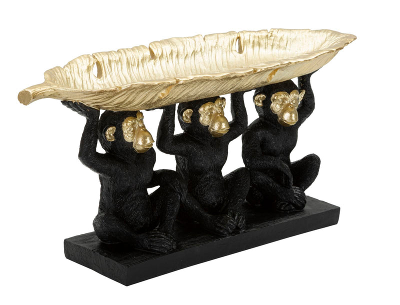 Black & Golden Triple Monkey Statue (Modern Decoration - Object Holder)