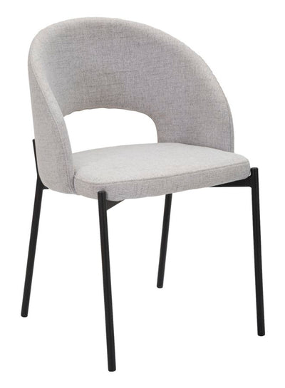 70s Designed Grey Chair with Black Metal Legs in Pair