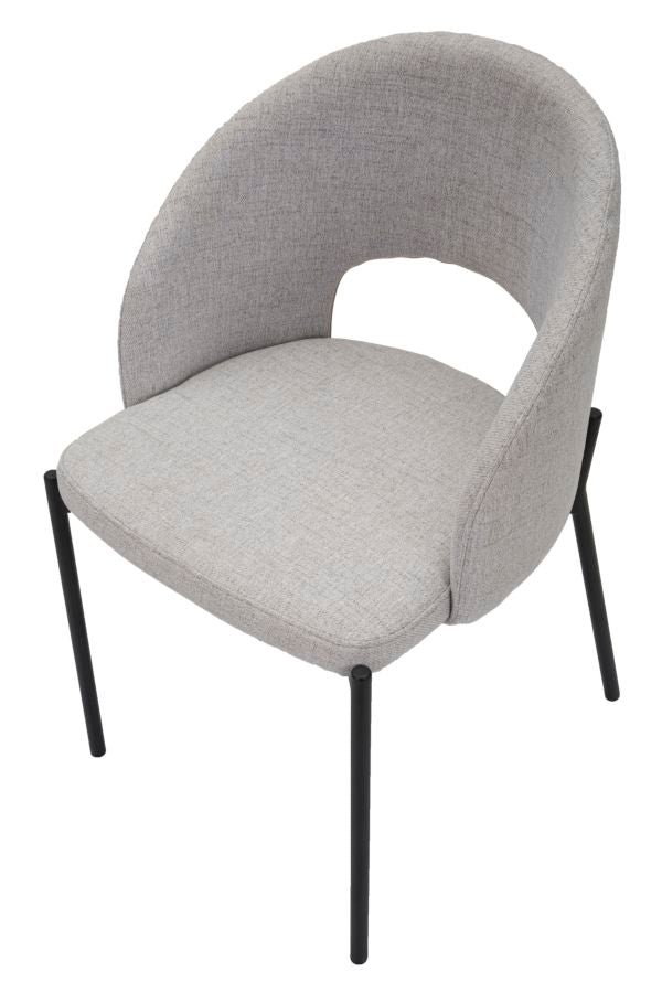 70s Designed Grey Chair with Black Metal Legs in Pair