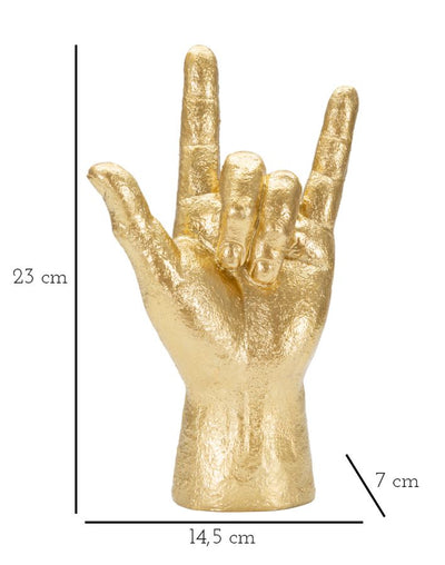 Gold Rock and Roll Hand Statue (Modern Decoration)