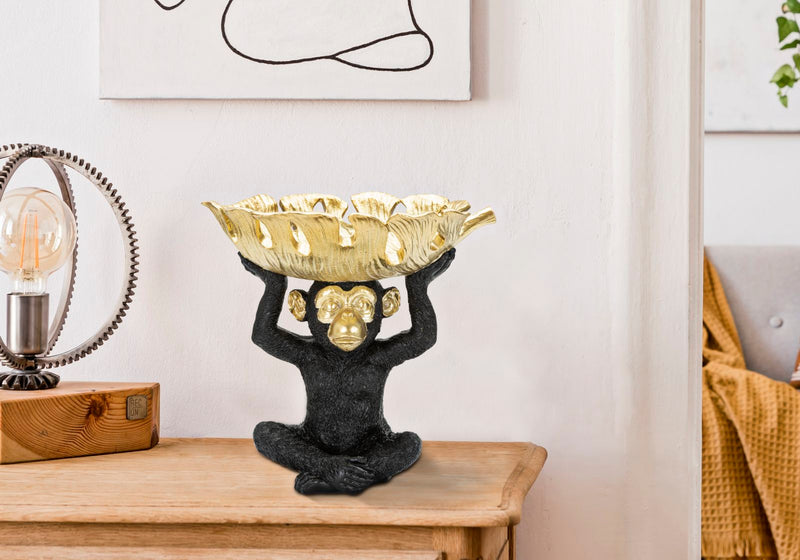 Black & Golden Monkey Statue (Modern Decoration - Object Holder)