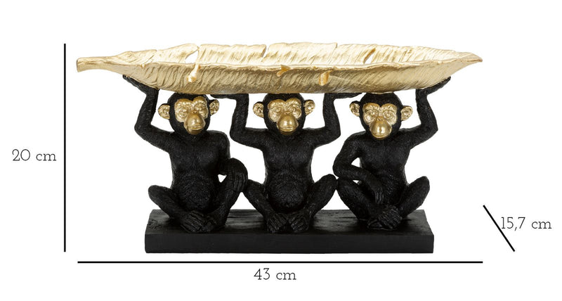 Black & Golden Triple Monkey Statue (Modern Decoration - Object Holder)