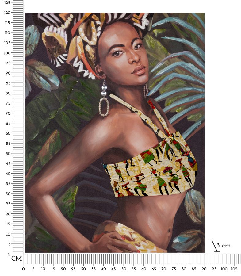 Modern Handmade Painting of an African Women in the Jungle
