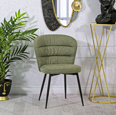70s Designed Army Green Chair with Black Metal Legs in Pair