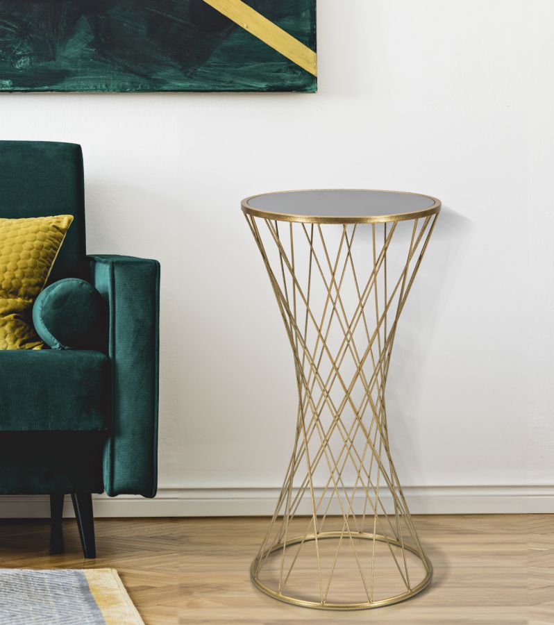 Golden Metal & Glass Small Round Table 