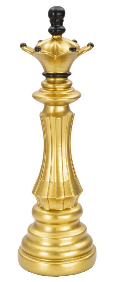 Gold & Black Queen Chess Piece (Modern Sculpture)