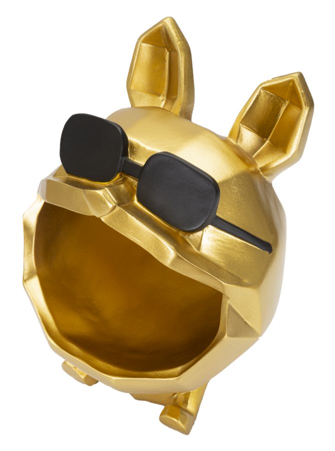 Golden Dog Statue with Sunglasses (Modern Decoration - Object Holder)