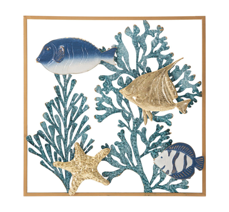 Metal Coral Reef & Fish Sea Life Wall Decor