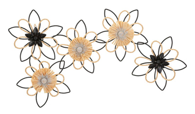 Metal & Wooden Floral Wall Decor