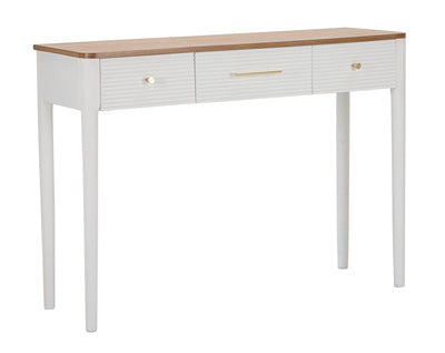 White Wooden Rectangolar Console Table with 3 Drawers