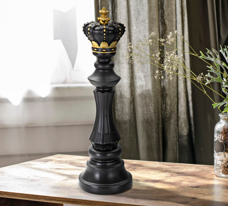 Black & Gold King Chess Piece (Modern Sculpture)