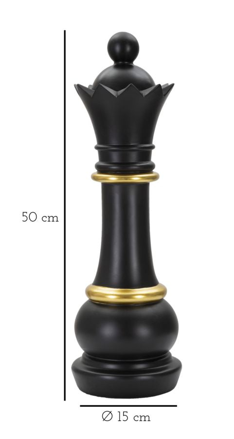 Black & Gold Queen Chess Piece (Modern Sculpture)