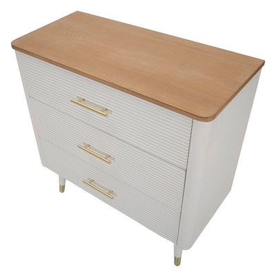 White Wooden Dresser with 3 Drawers