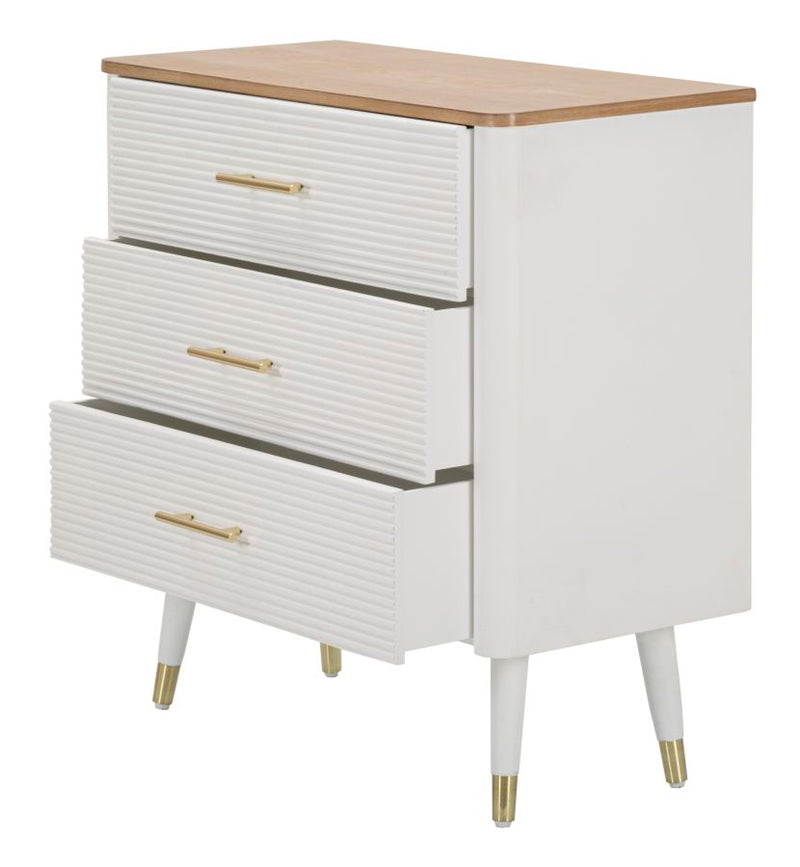 White Wooden Dresser with 3 Drawers