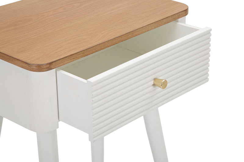 White Wooden Bedside Table with Drawer