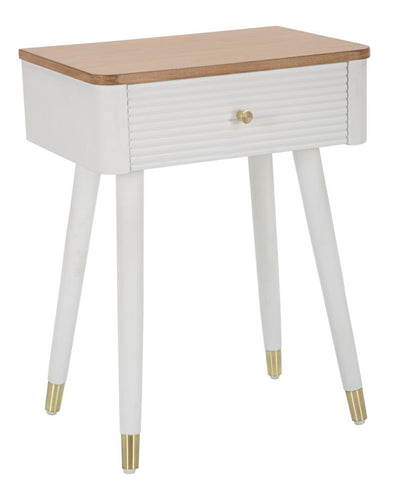 White Wooden Bedside Table with Drawer