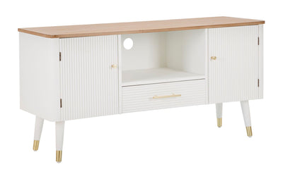 White Wooden Tv Cabinet with Brown Top