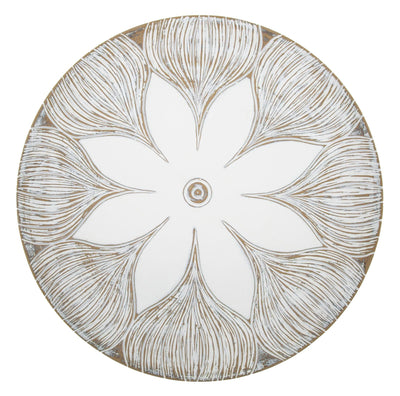 White Decor Tray with Flower Design