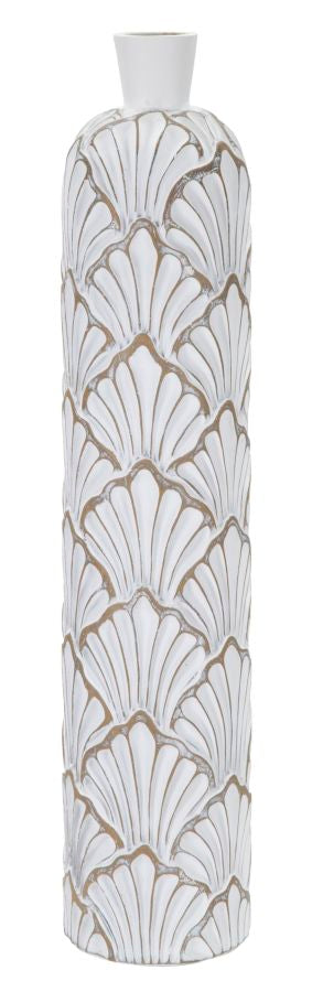 Large White Modern Shell Patterned Vase