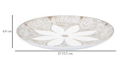White Decor Tray with Flower Design