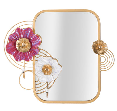 Metal Floral Square Wall Mirror