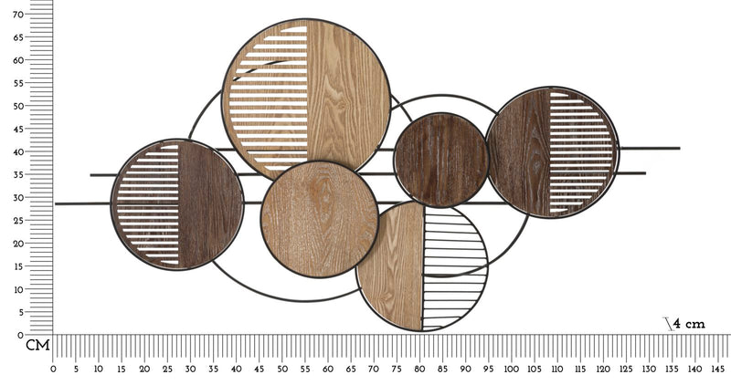Metal & Wooden Geometric Circles Wall Decor