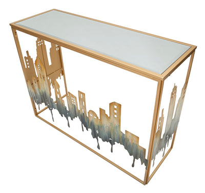 Cityscape Metal & Glass Console Table