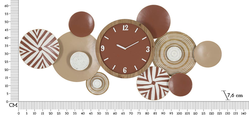 Metal Round Geometric Circles Brownish Wall Clock