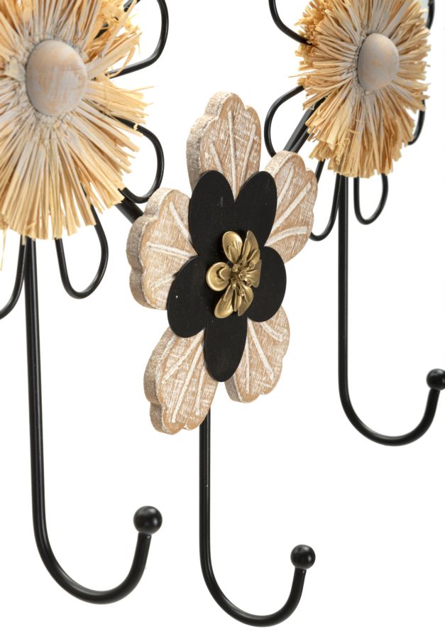 Metal & Wooden Flower Wall Hanger