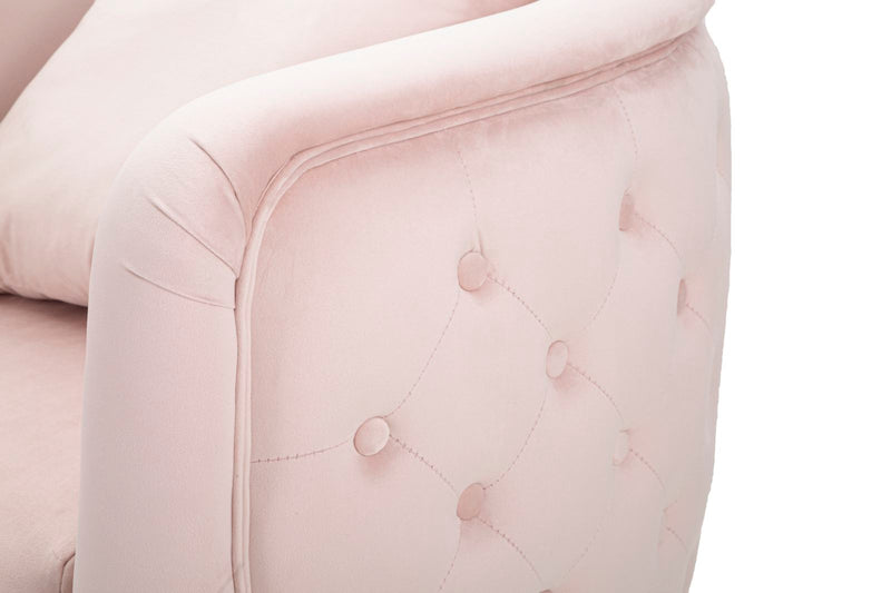 Light Pink Velvet Armchair with Golden Metal Legs