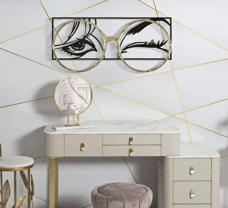 Women Eyes with Glasses Metal Wall Decor