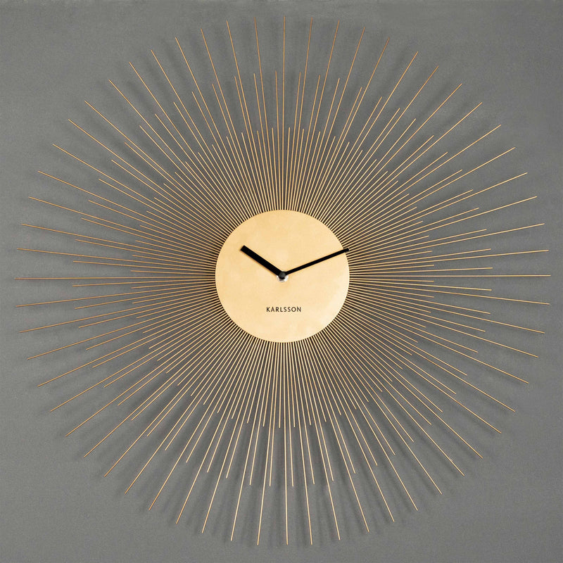 Golden Wall Clock "Peony Sunlight" (Large)