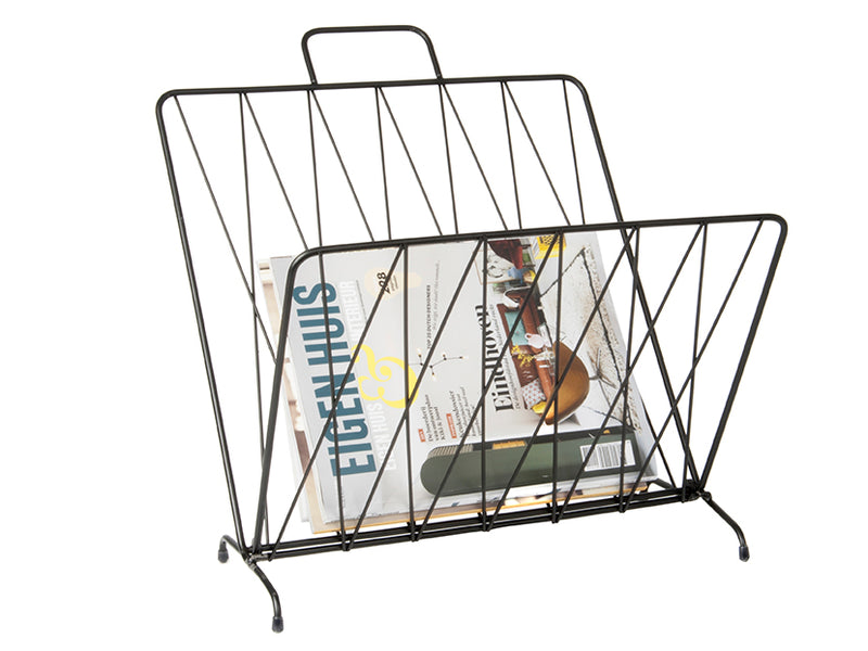 Magazine Rack "Diamond Raster" – Matte Black Metal