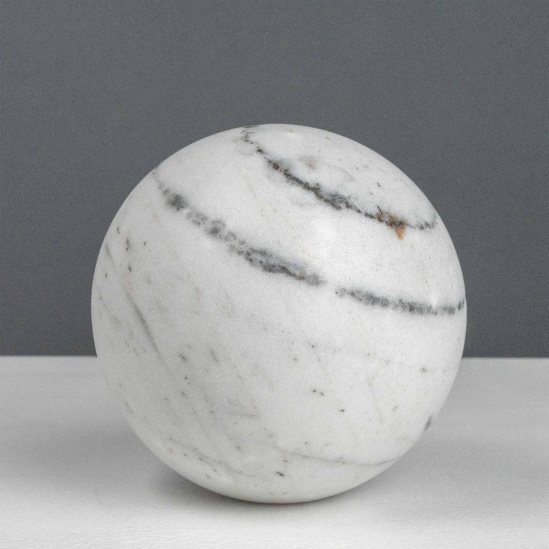 White Marble Ball Sculpture (Small Sphere)